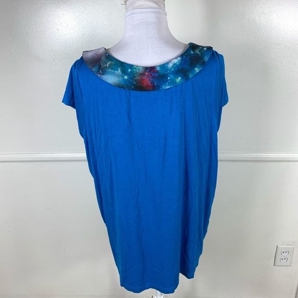 Fervour Blue Galaxy Collar Top Womens 1X - Picture 4 of 7